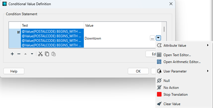 Options for Attribute Value result from a test
